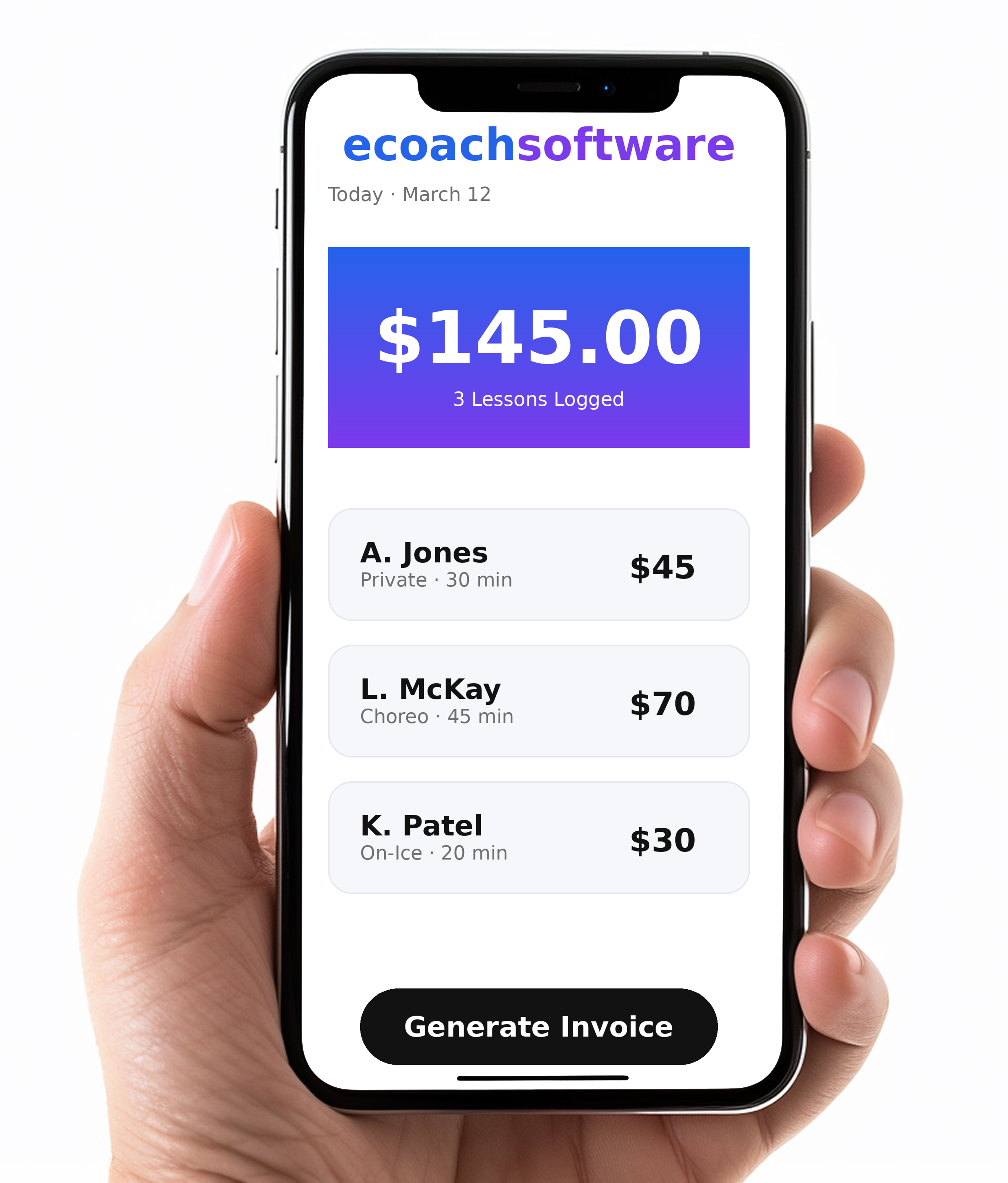 Modern smartphone representing ecoach on iPhone and Android
